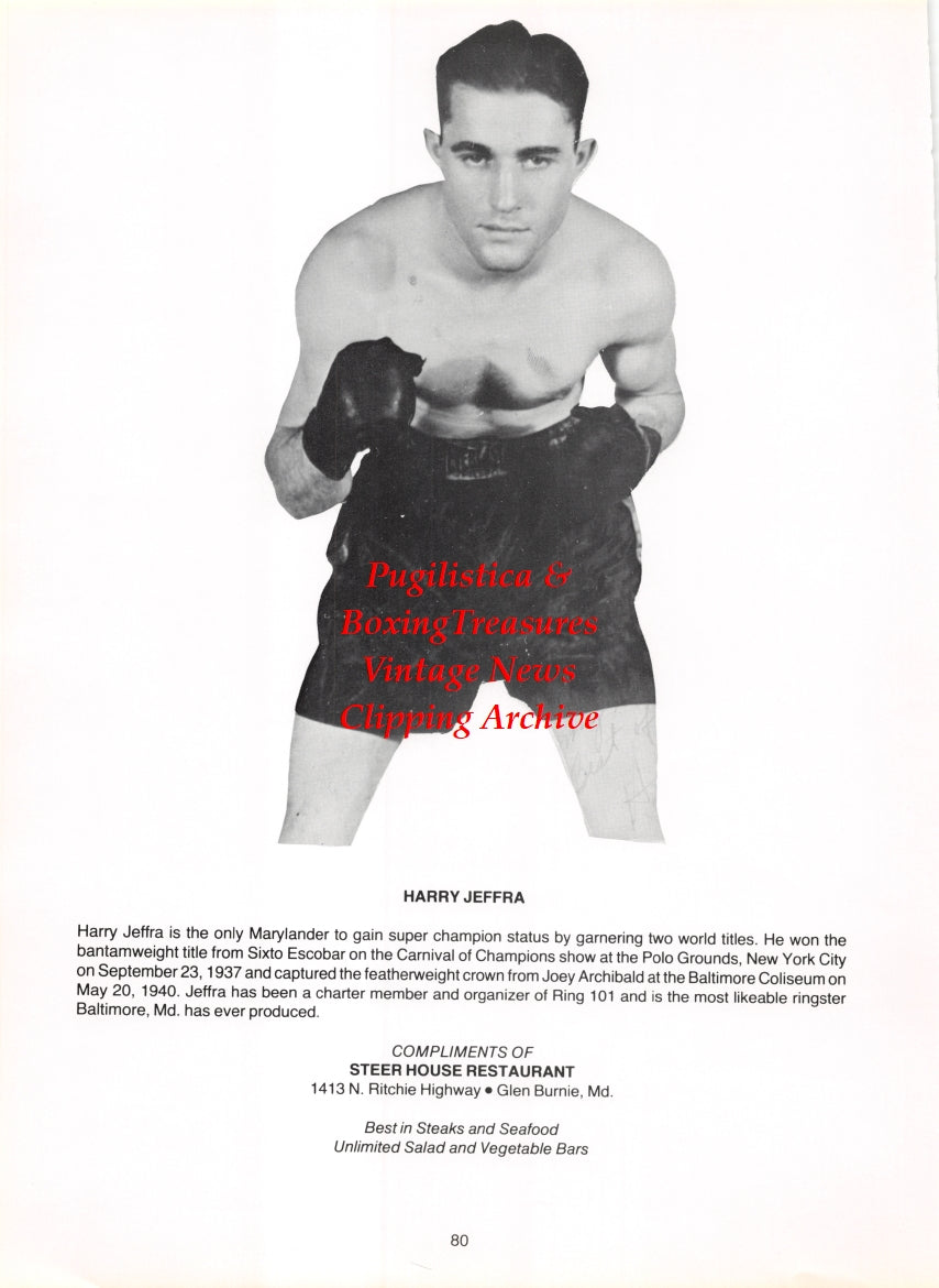 Boxing News Clipping #2778 - Harry Jeffra, Pete Galiano, Dottie Spedden, Joe Esposito, Paul Battaglia