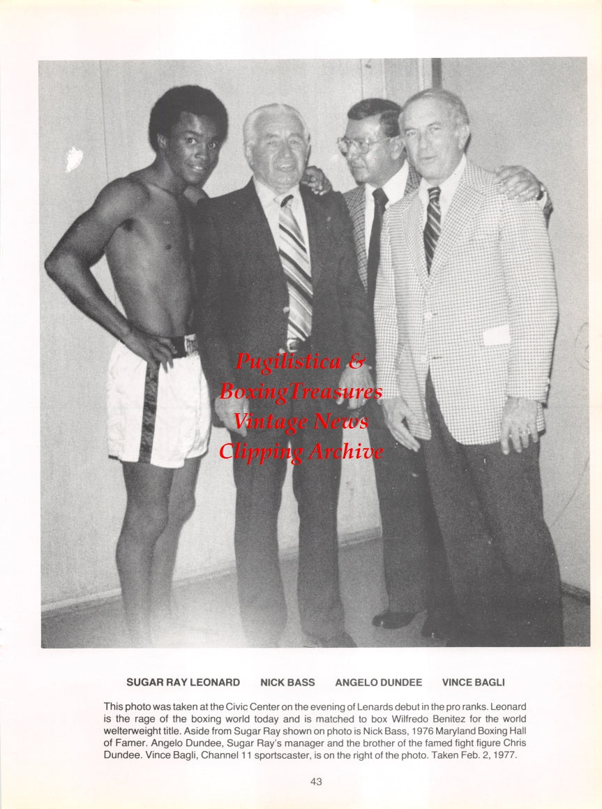 Boxing News Clipping #2760 - Sugar Ray Leonard, Nick Bass, Angelo Dundee, Vince Bagli