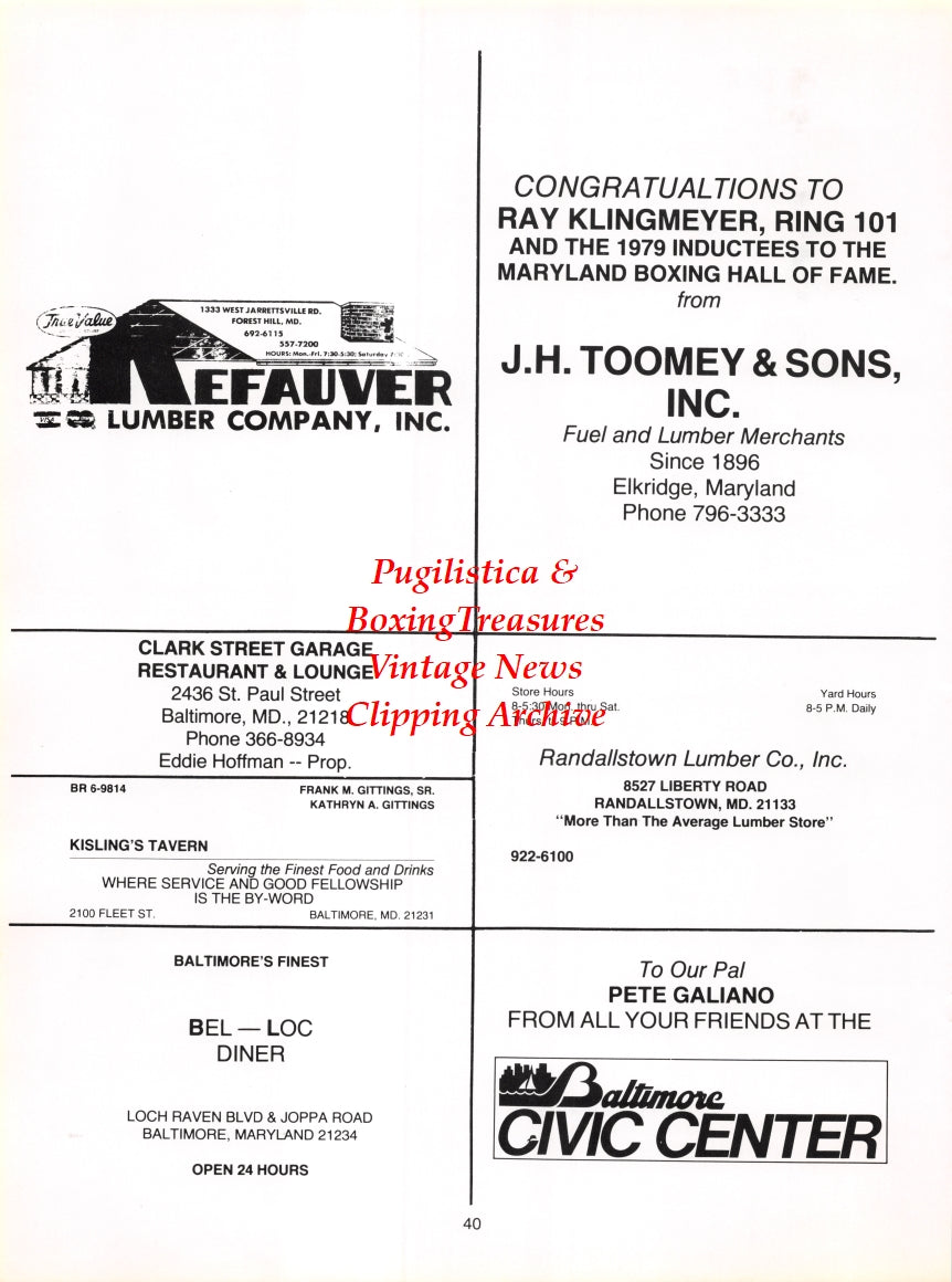 Boxing News Clipping #2758 - Lou Transparenti, Buster Brown, Red Burman, Slugger White, Danny Frush