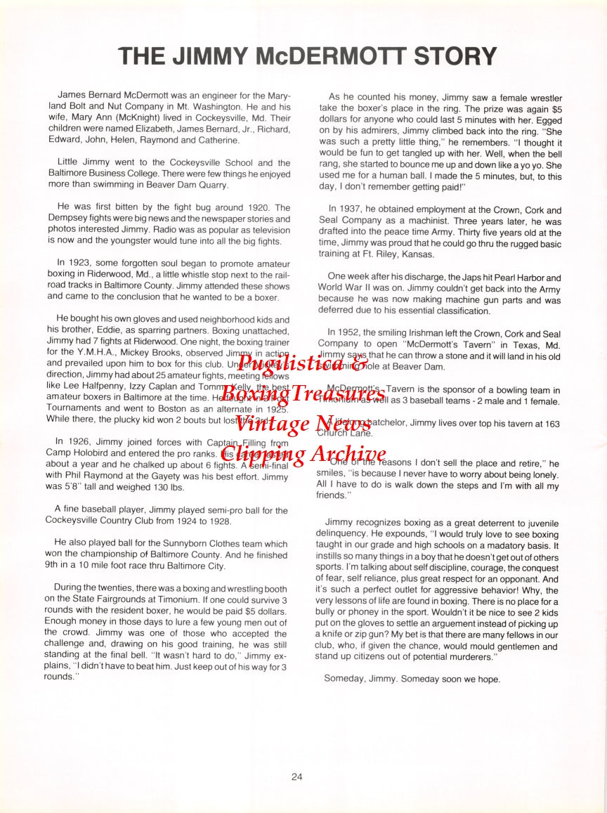 Boxing News Clipping #2750 - Charlie Eckman, Jimmy McDermott
