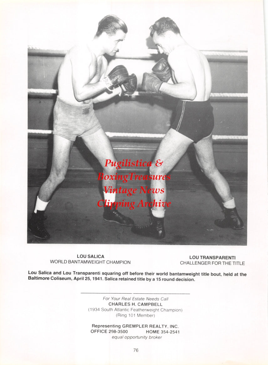 Boxing News Clipping #2776 - Lou Salica vs. Lou Transparenti, John Borozzi