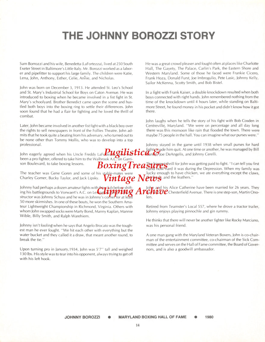 Boxing News Clipping #2691 - Earl Bayne, Johnny Borozzi