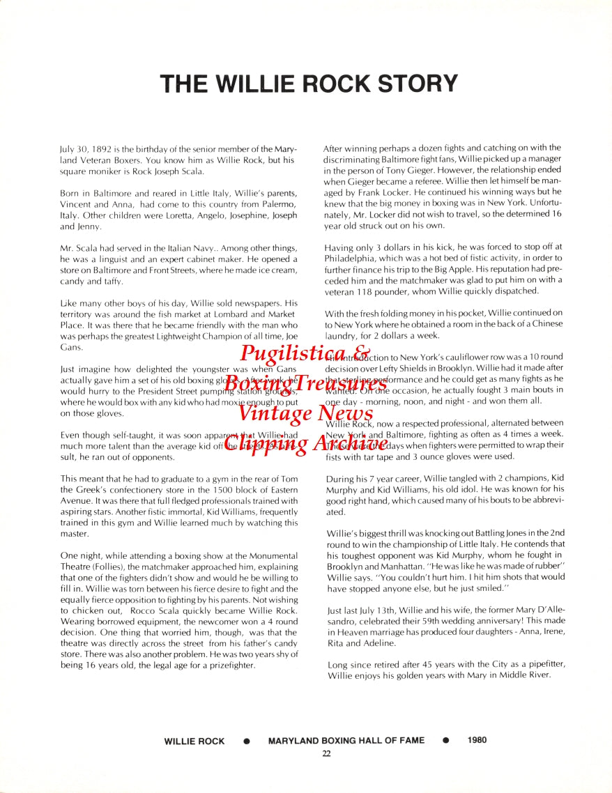 Boxing News Clipping #2695 - Chappie Manning, Willie Rock