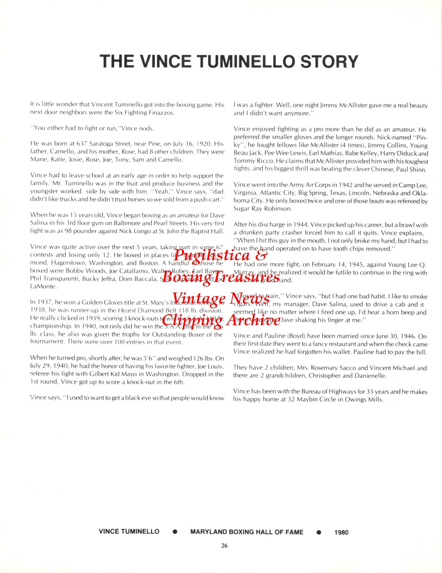 Boxing News Clipping #2697 - Lou Leavey, Vince Tuminello