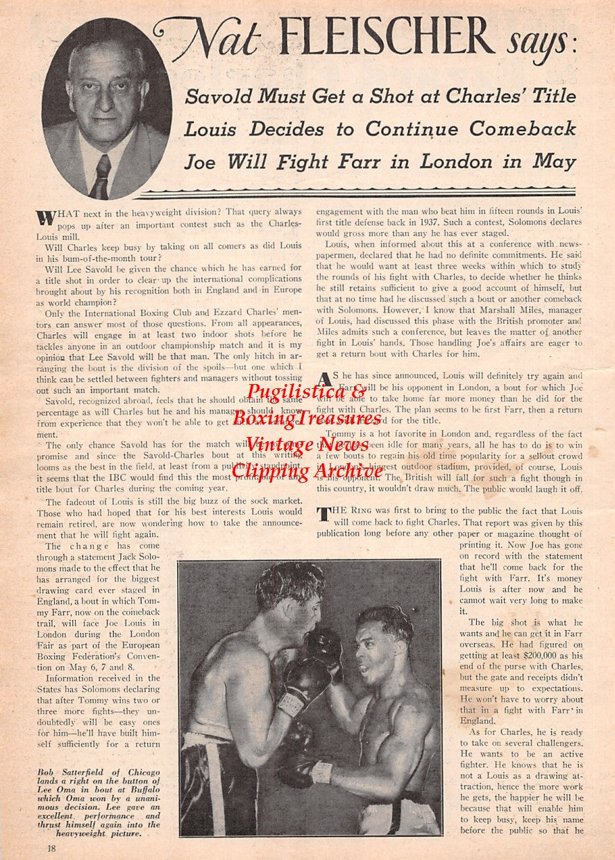 Boxing News Clipping #2572 - Bob Satterfield vs. Lee Oma