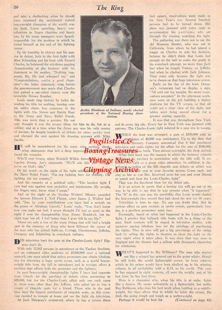 Boxing News Clipping #2573 - Ike Williams vs. Charley Salas, Archie Hindman