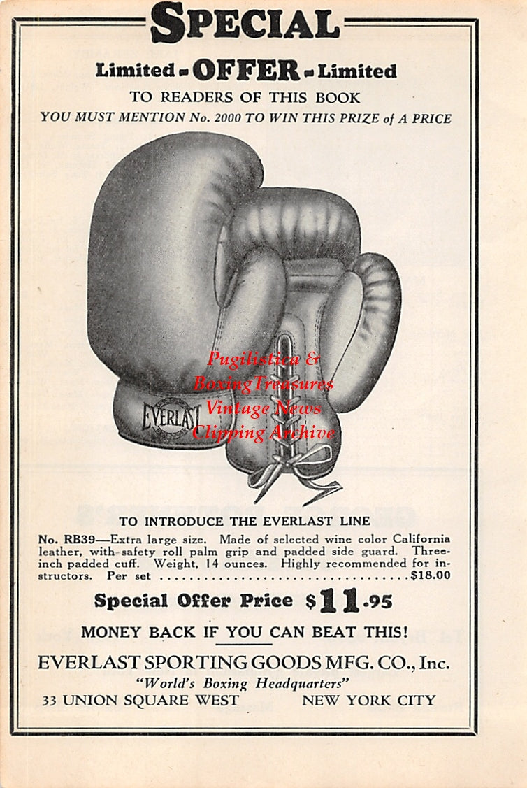 Boxing News Clipping #2624 - Martinez Ford, Ad for Everlast 14 oz. Boxing Sparring Gloves