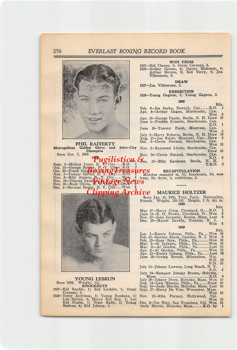 Boxing News Clipping #2608 - Phil Rafferty, Young Lebrun