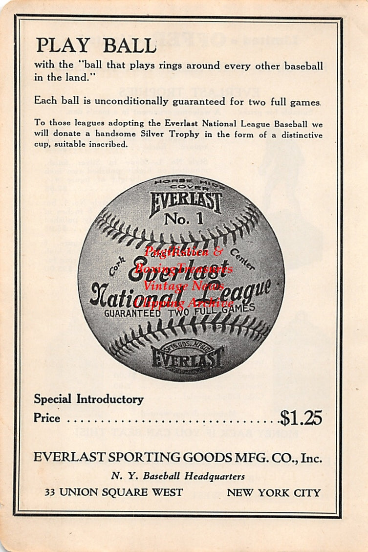 Boxing News Clipping #2615 - Ads for Everlast Boxing Trophies, Medals and Baseballs