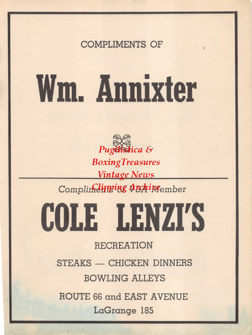 Boxing News Clipping #2647 - Cole Lenzi, William Annixter