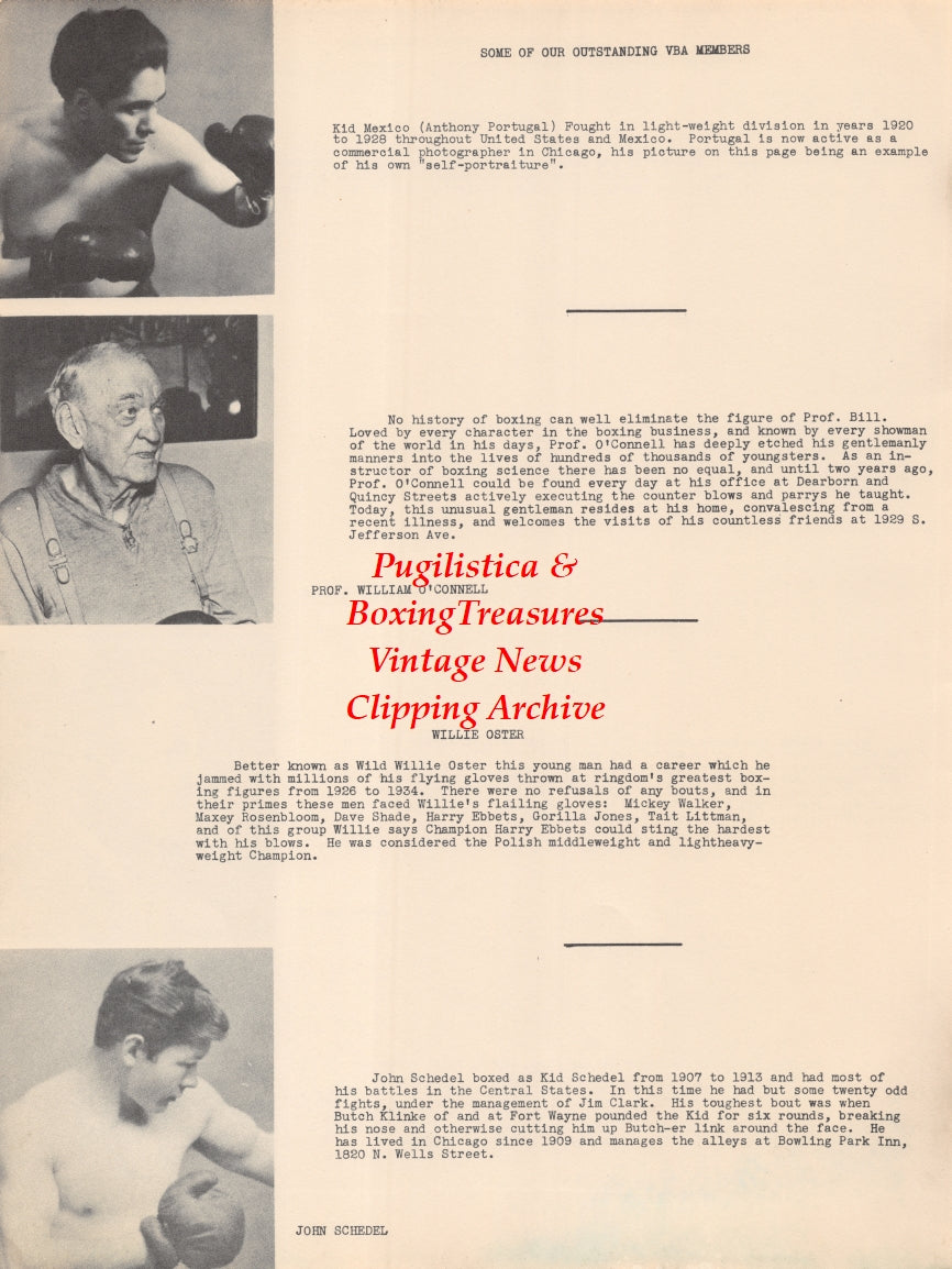 Boxing News Clipping #2645 - Mickey Conlon, Mique Malloy, Frank Baker, Kid Mexico, Professor William O'Connell, John Schedel