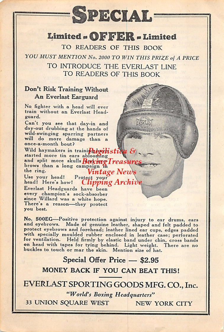 Boxing News Clipping #2622 - Ad for Everlast Boxing Head and Earguard