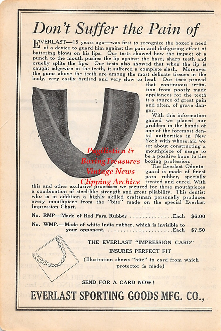 Boxing News Clipping #2614 - Ad for Everlast Mouthpiece
