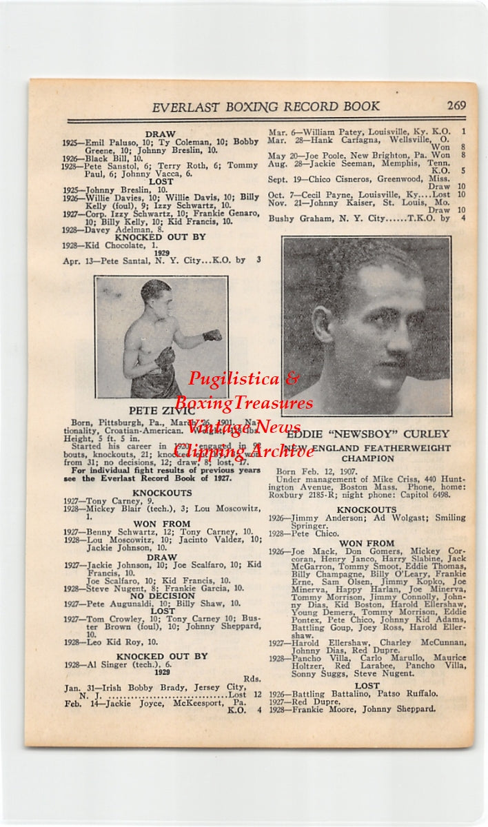 Boxing News Clipping #2611 - Pete Zivic, Eddie "Newsboy" Curley, Jack Portney