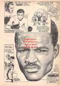 Boxing News Clipping #2575 - Ted Carroll full page illustration, Ezzard Charles, Fred Apostoli, Freddie Welsh