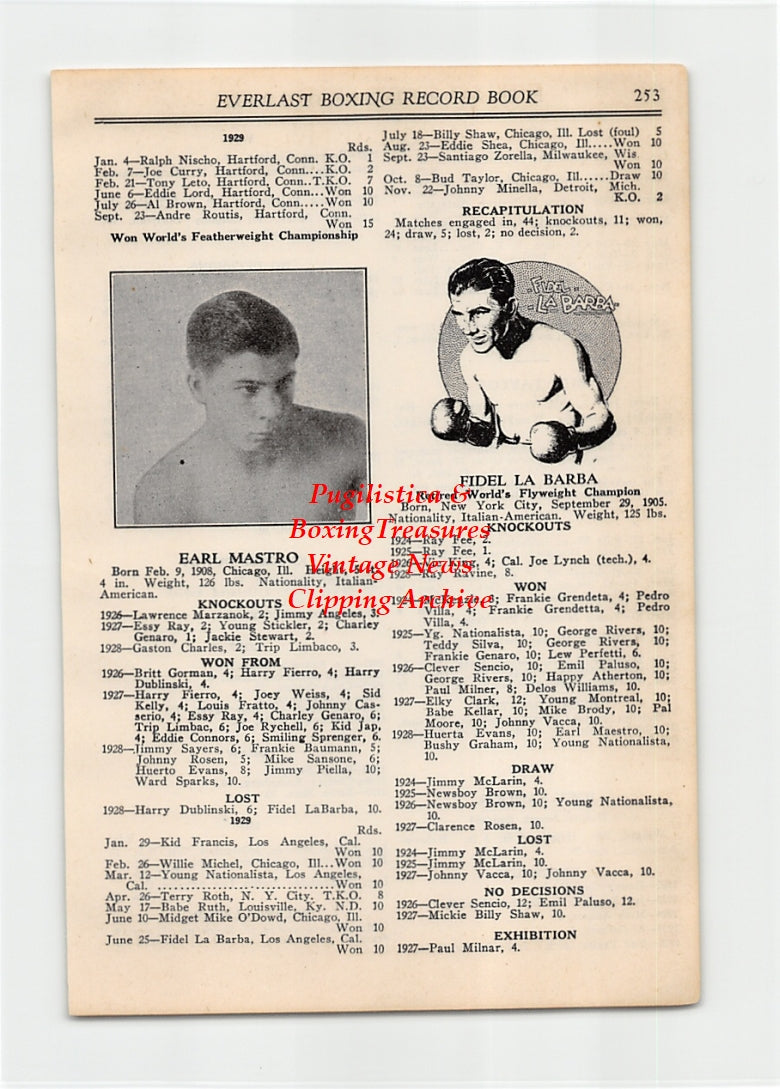Boxing News Clipping #2604 - Earl Mastro, Fidel LaBarba