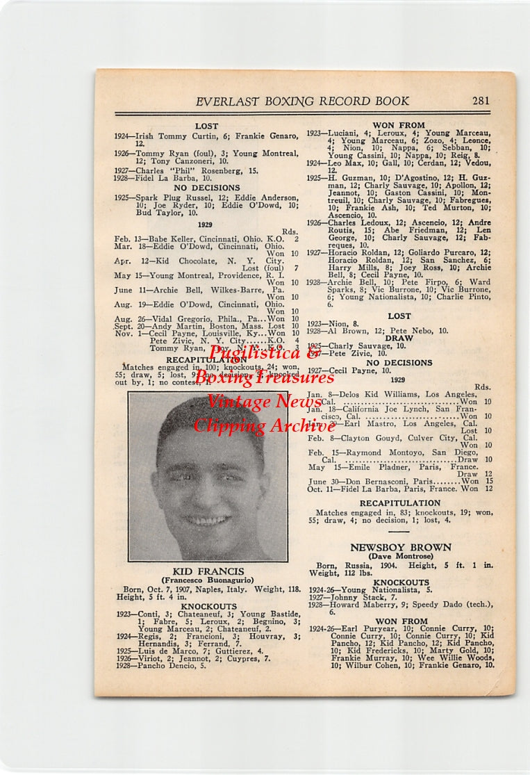 Boxing News Clipping #2606 - Kid Francis, Andy Martin
