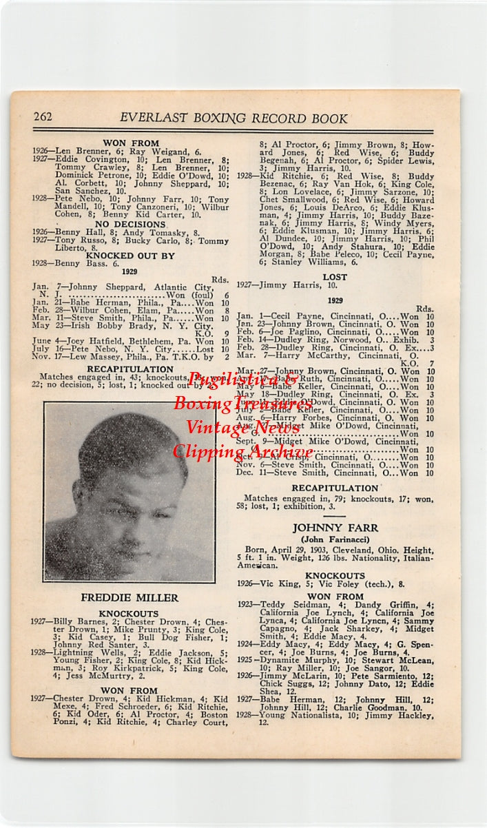 Boxing News Clipping #2601 - Freddie Miller, Johnny Datto