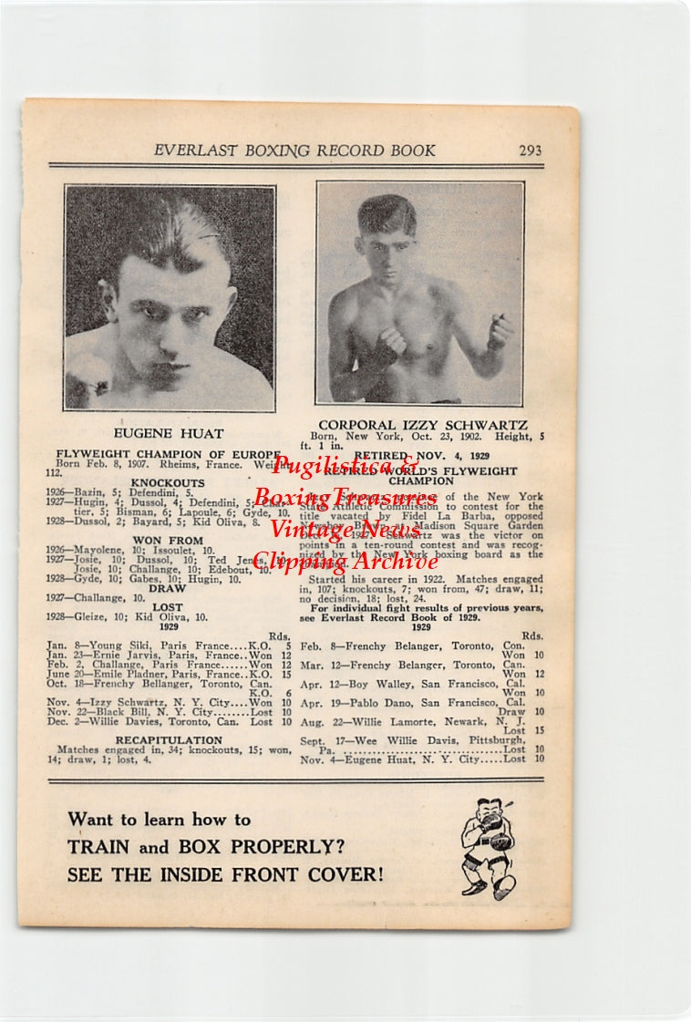 Boxing News Clipping #2603 - Eugene Huat, Corporal Izzy Schwartz