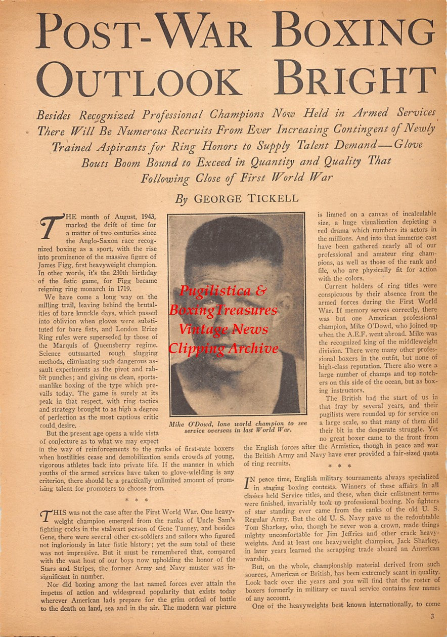 Boxing News Clipping #2433 - Mike O'Dowd, Gene Tunney