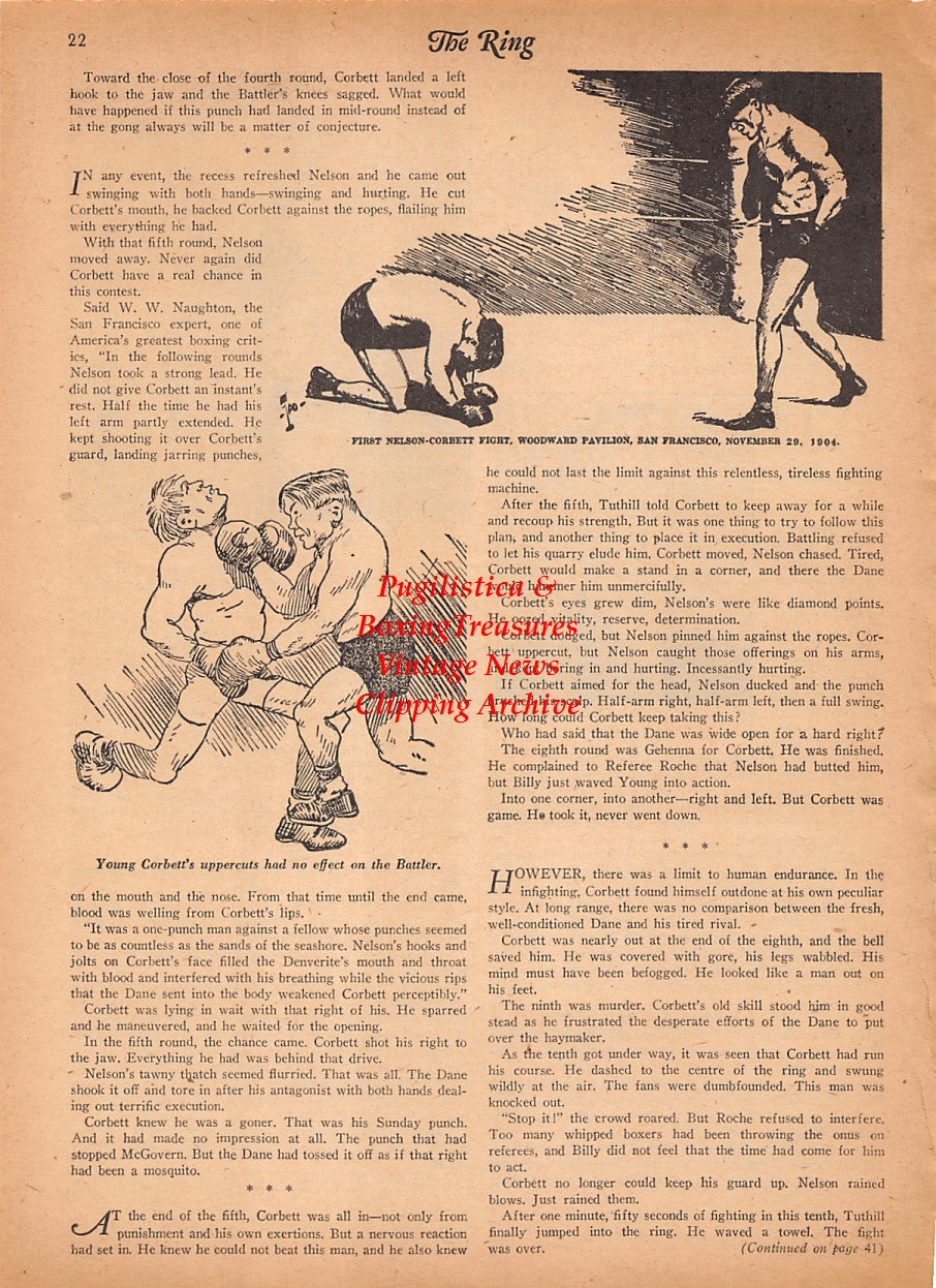 Boxing News Clipping #2547 - Battling Nelson, Battling Nelson vs. Young Corbett