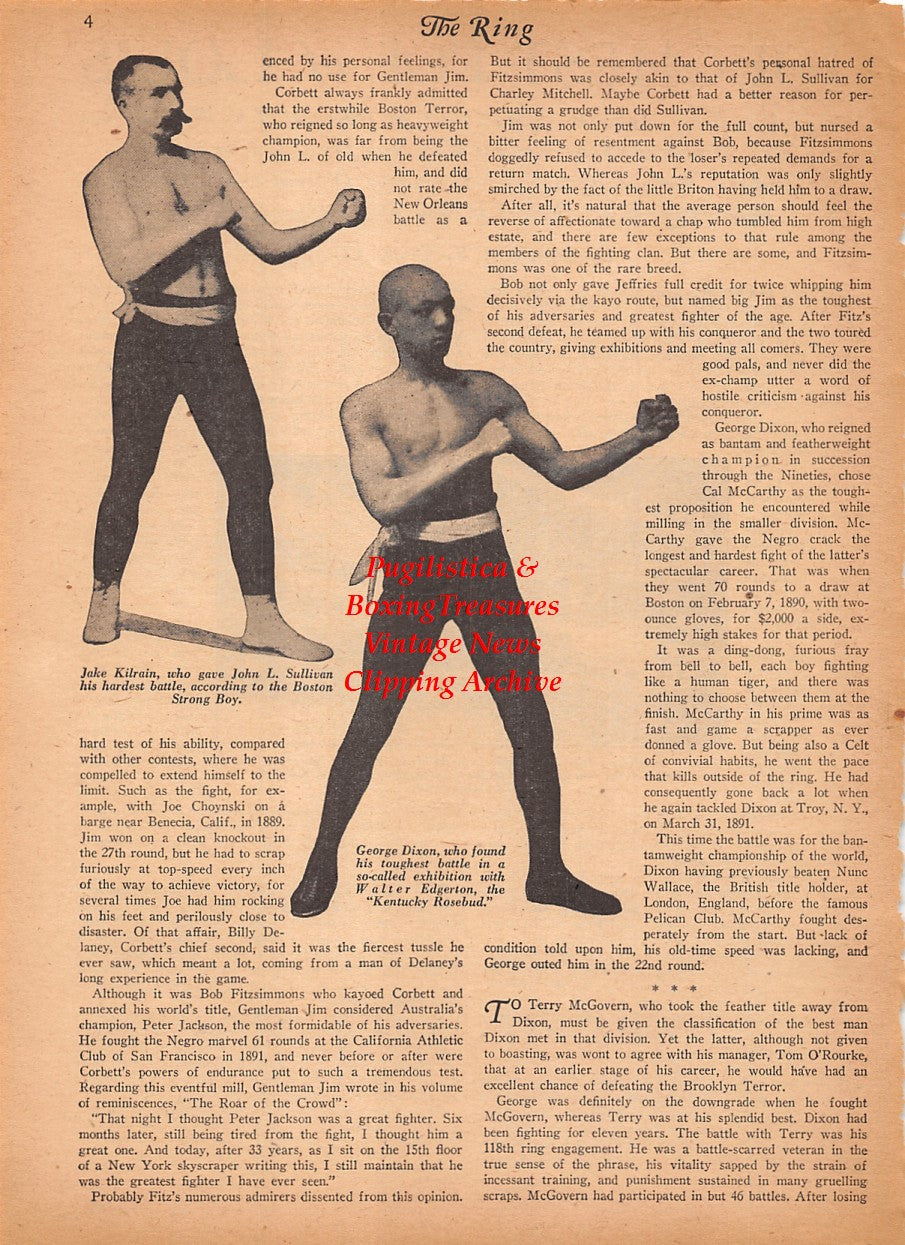 Boxing News Clipping #2539 - Joe Louis vs. Max Baer, Jake Kilrain, George Dixon