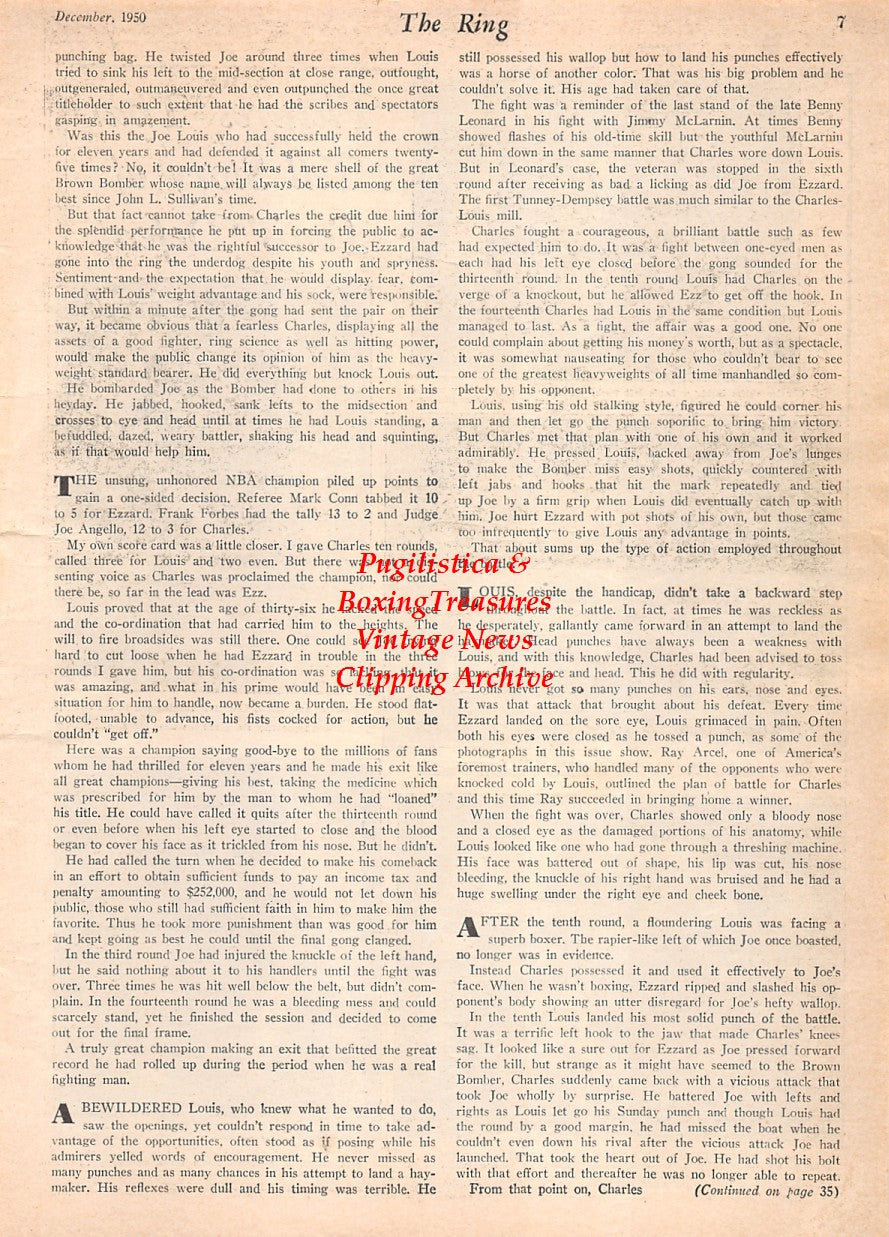 Boxing News Clipping #2567 - Joe Louis vs. Ezzard Charles
