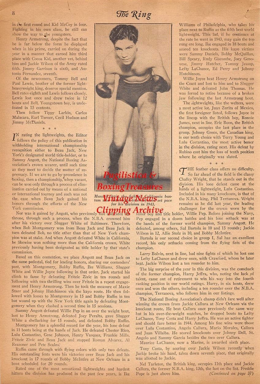 Boxing News Clipping #2472 - Willie Pep, Manuel Ortiz