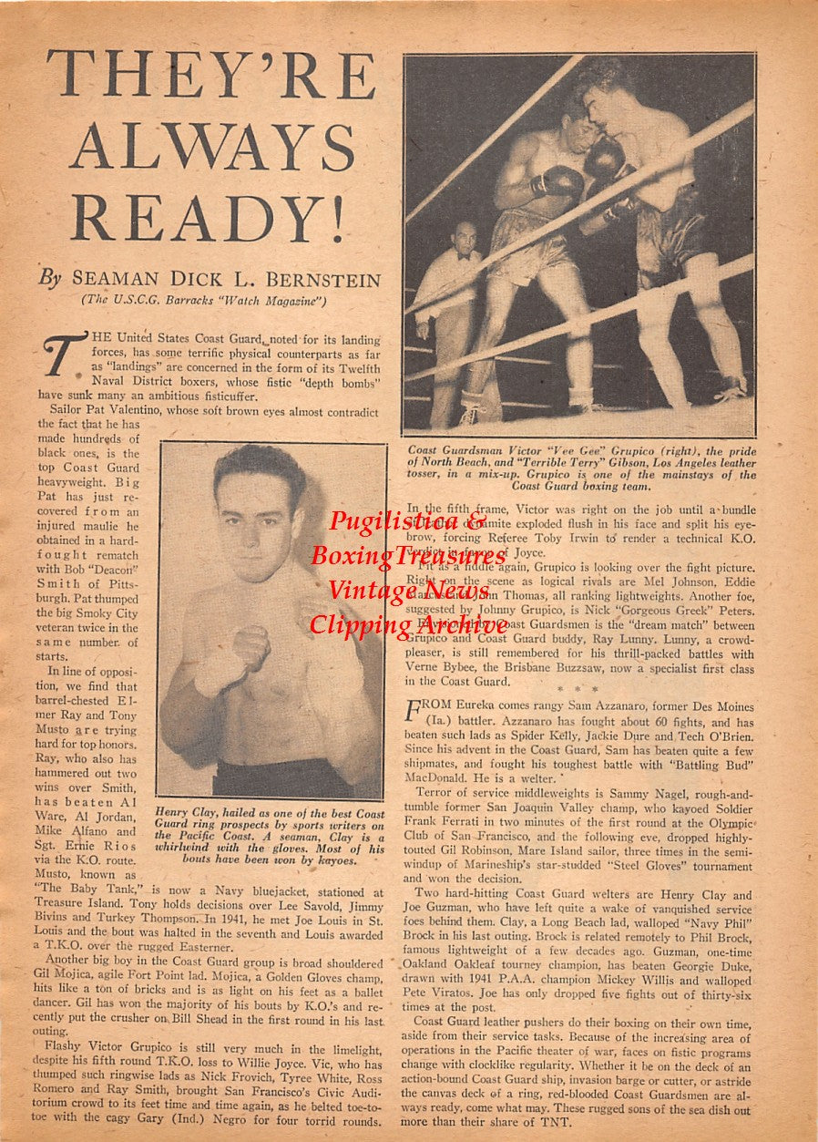 Boxing News Clipping #2510 - Barbados Joe Walcott, Victor Grupico, Terry Gibson, Henry Clay