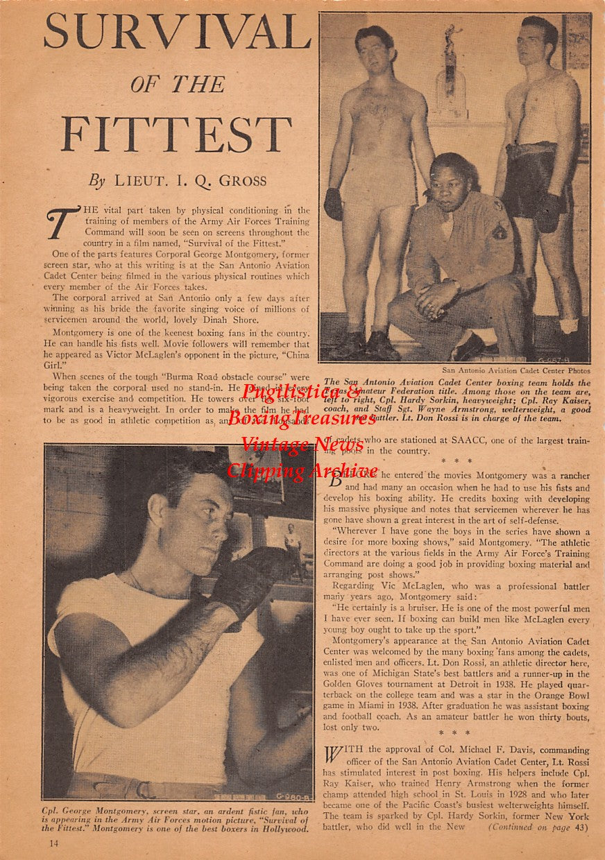 Boxing News Clipping #2481 - George Montgomery, Hardy Sarkin, Ray Kaiser, Wayne Armstrong
