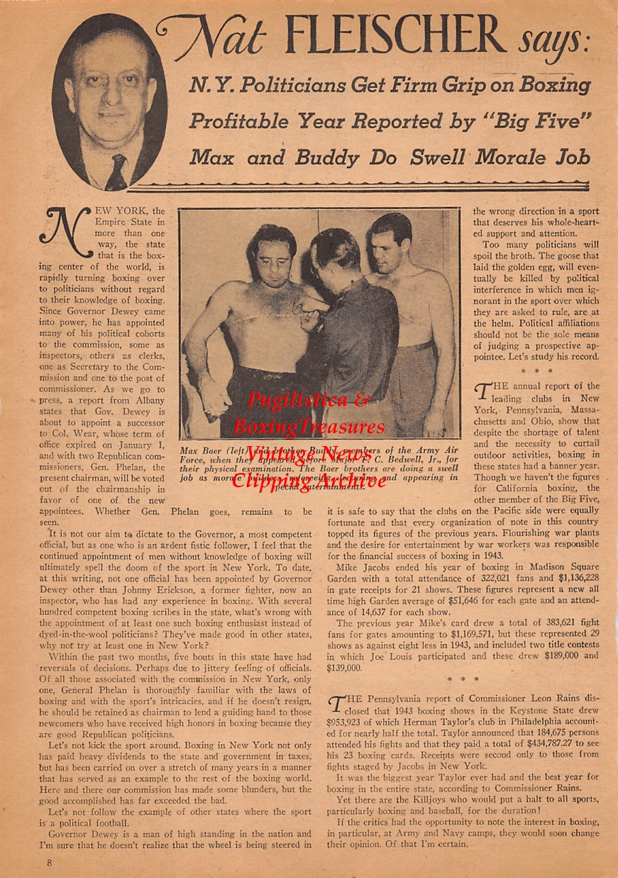 Boxing News Clipping #2478 - Max Baer, Buddy Baer, Joe Louis