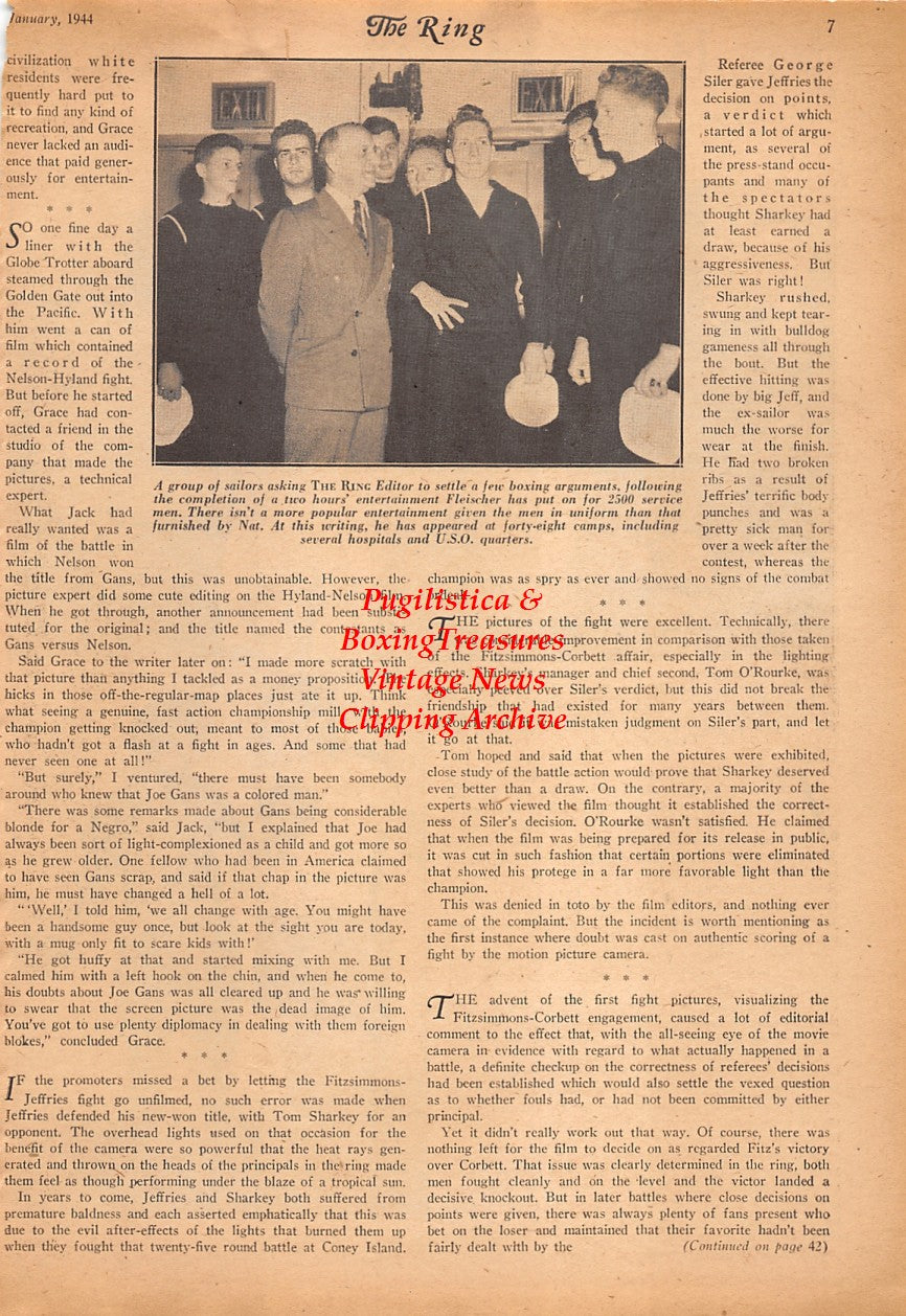 Boxing News Clipping #2453 - Joe Louis and Sugar Ray Robinson at Fort Riley, Jackie Wilson, George Nicholson, Nat Fleischer