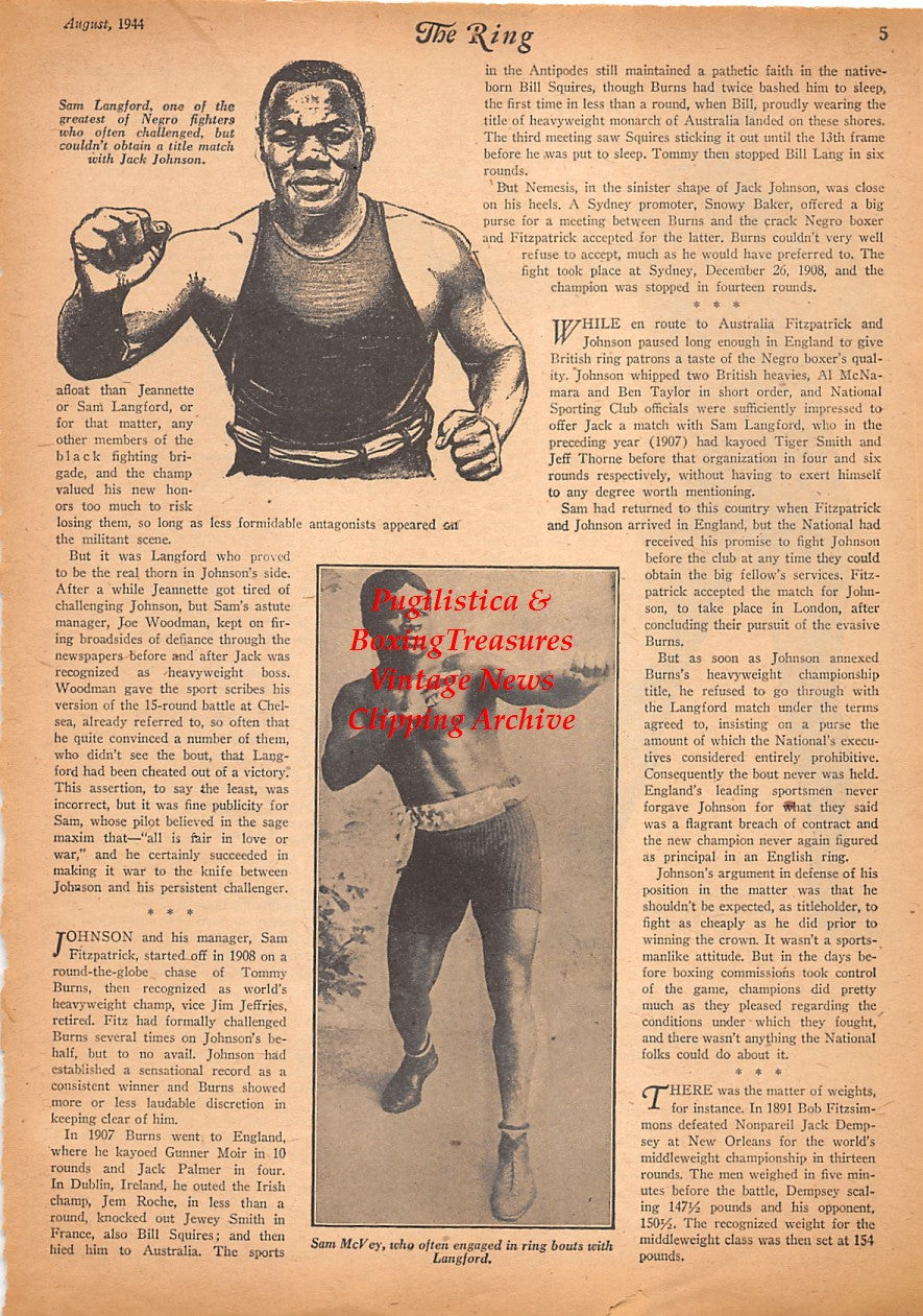 Boxing News Clipping #2527 - Sam Langford, Sam McVey, Joe Jeannette