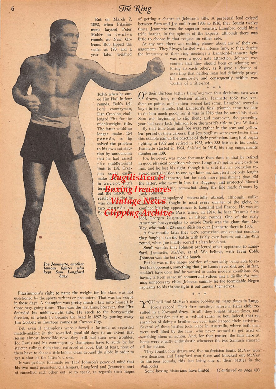 Boxing News Clipping #2527 - Sam Langford, Sam McVey, Joe Jeannette