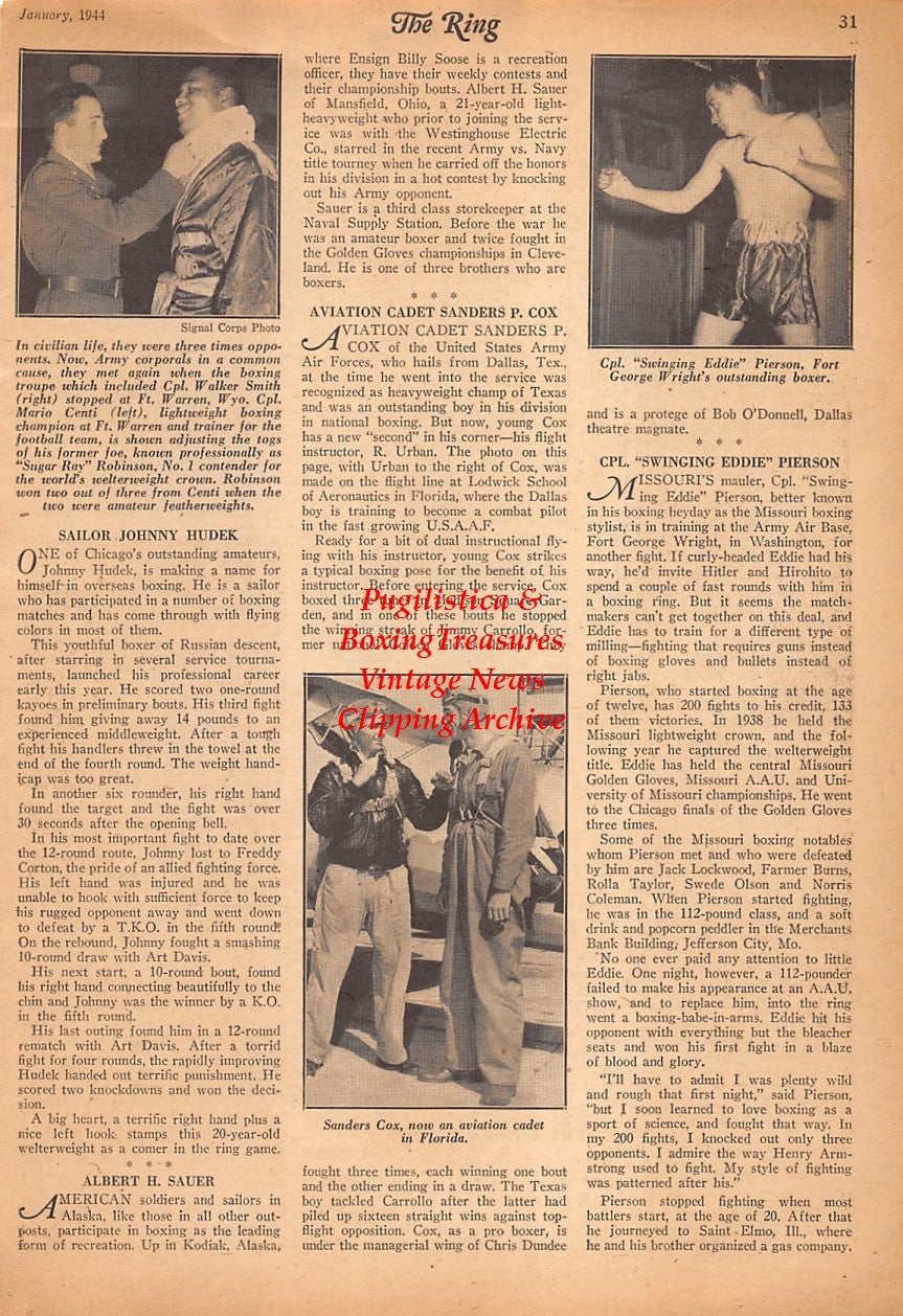 Boxing News Clipping #2462 - Sugar Ray Robinson, Mario Centi, Eddie Pierson, Sanders Cox, Charles Spider Mascall