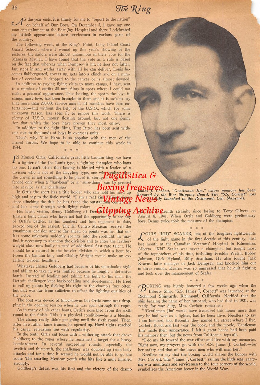 Boxing News Clipping #2463 - Fritzie Zivic vs. Jake LaMotta, James J. Corbett
