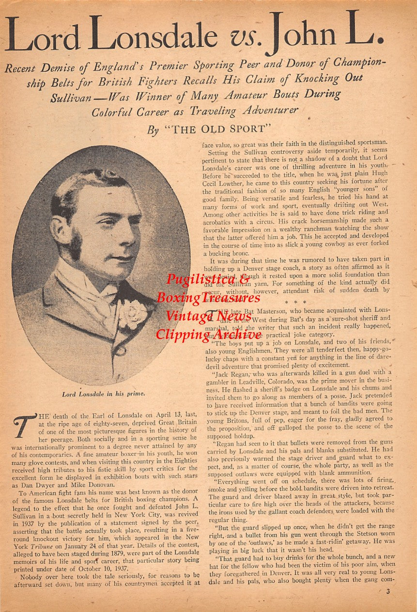 Boxing News Clipping #2515 - Lord Lonsdale