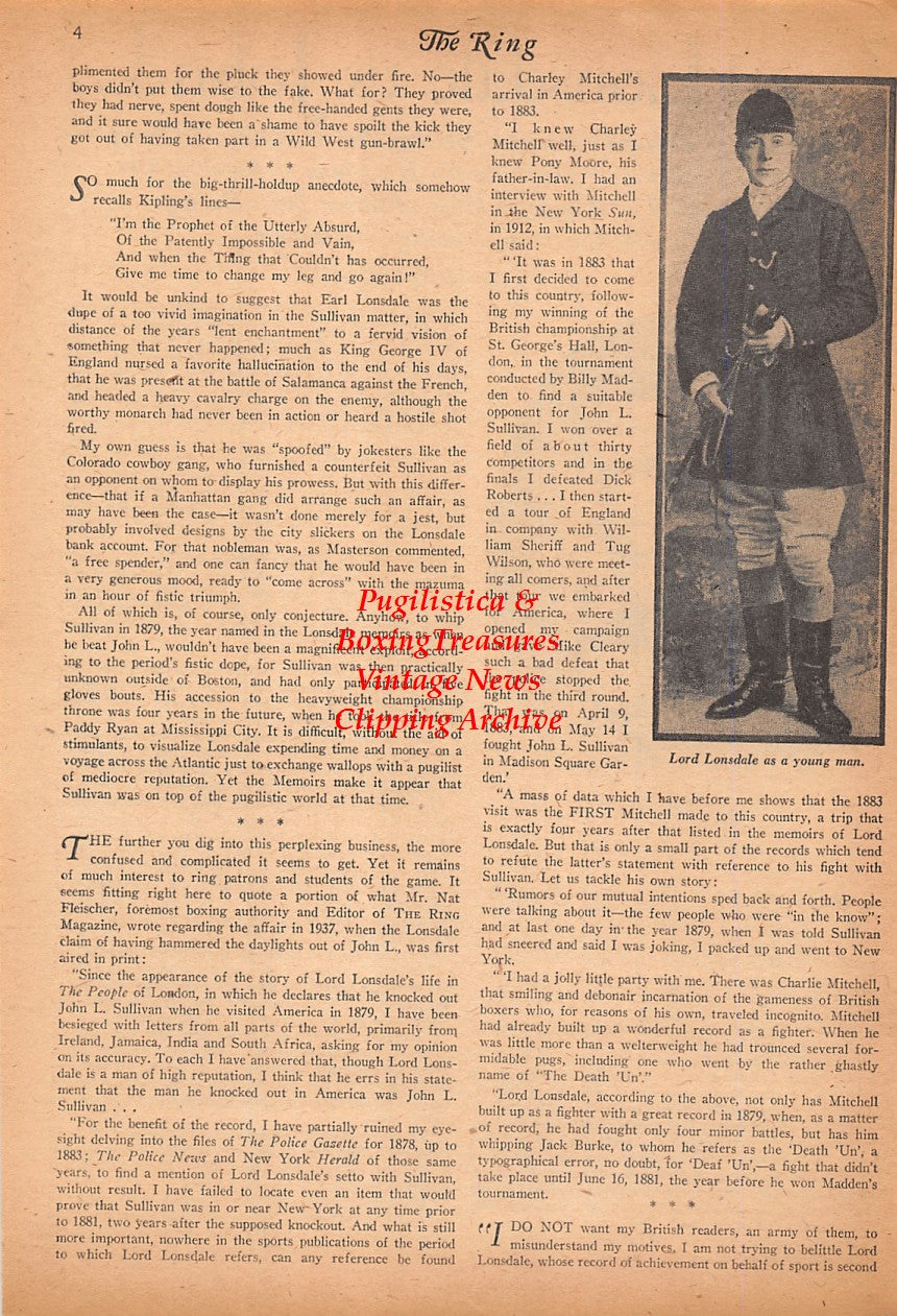 Boxing News Clipping #2515 - Lord Lonsdale
