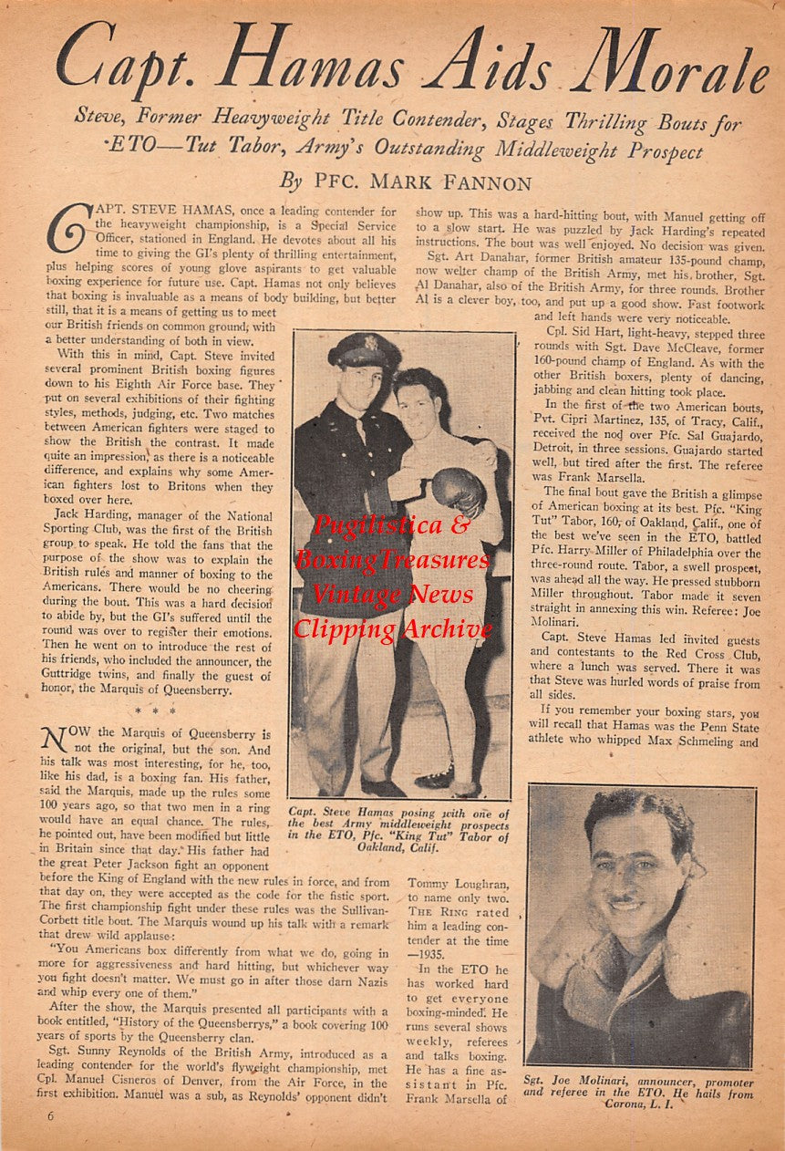 Boxing News Clipping #2516 - Steve Hamas, King Tut Tabor, Joe Molinari, Peter Jackson