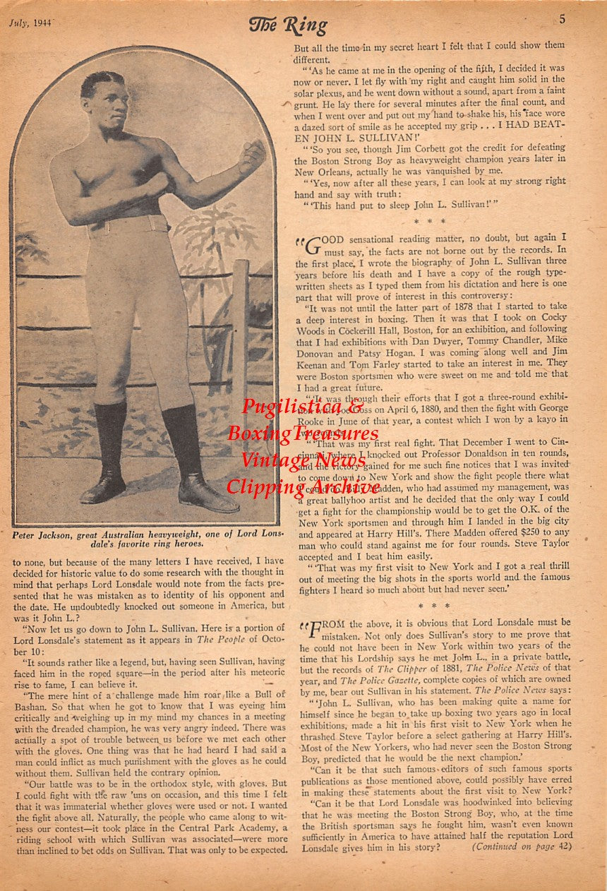 Boxing News Clipping #2516 - Steve Hamas, King Tut Tabor, Joe Molinari, Peter Jackson