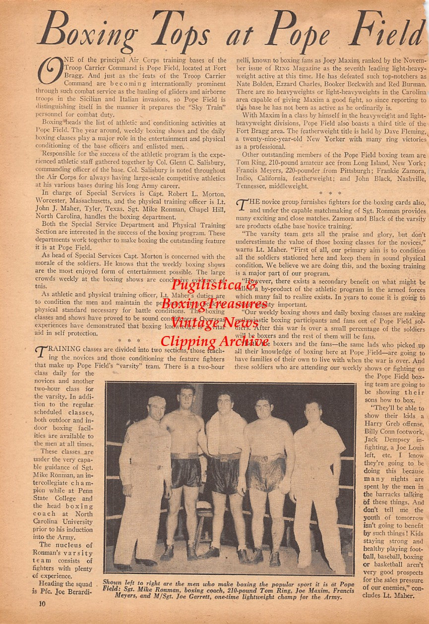 Boxing News Clipping #2454 - Larry Bolvin, Mike Ronman, Tom Ring, Joey Maxim, Francis Meyers, Joe Garrett