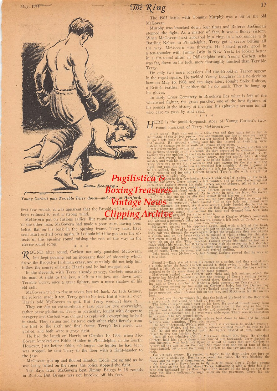 Boxing News Clipping #2493 - Joe Baksi vs. Tami Mauriello, Young Corbett vs. Terry McGovern