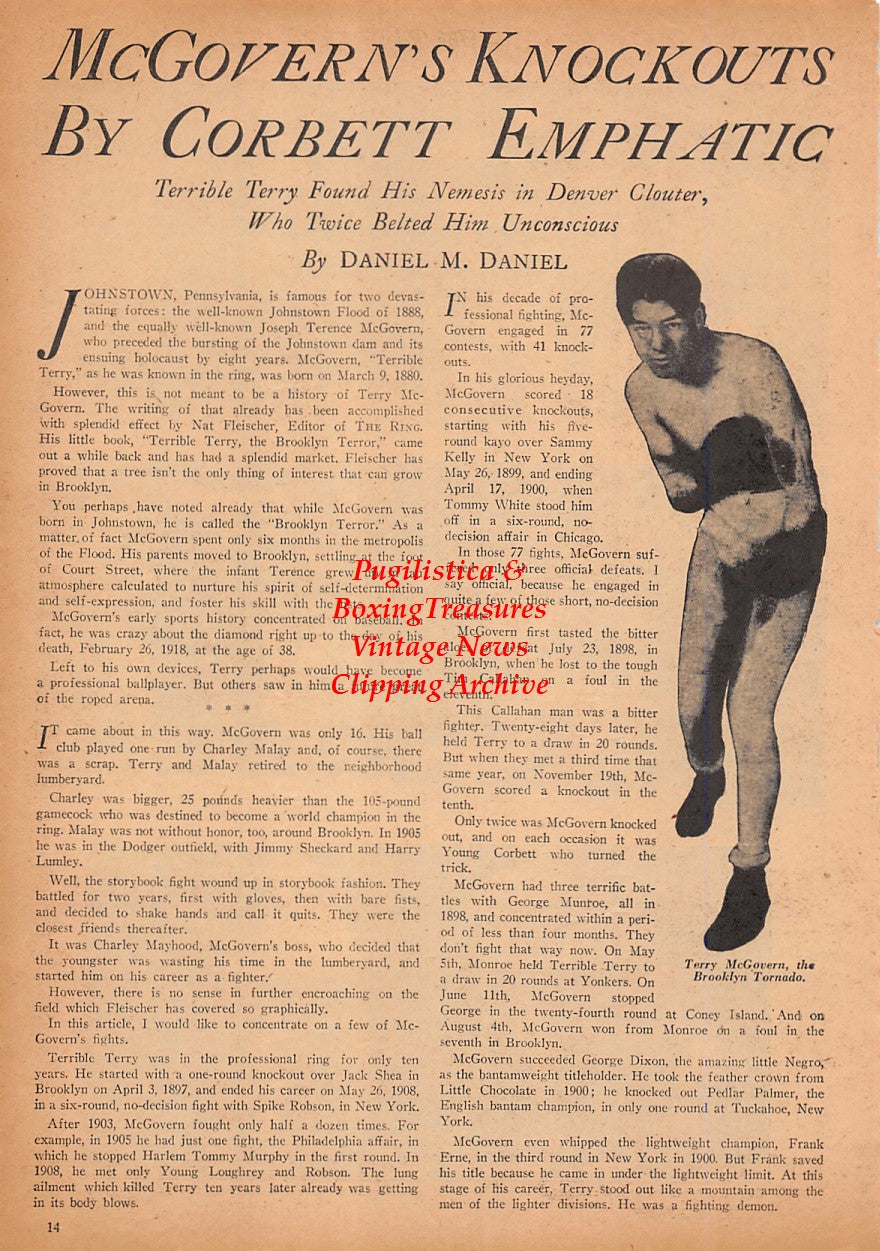 Boxing News Clipping #2491 - Bob Montgomery vs. Beau Jack, Terry McGovern