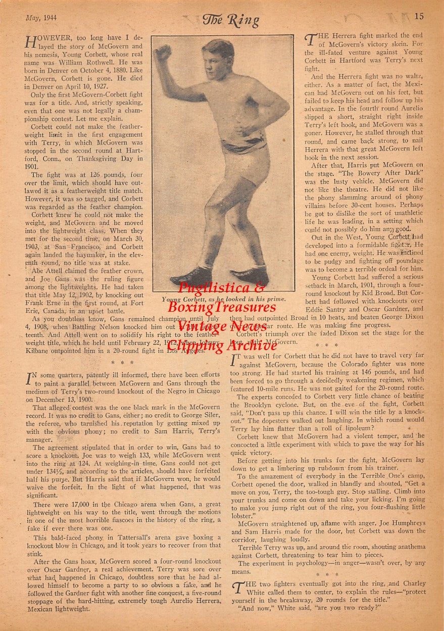 Boxing News Clipping #2492 - Young Corbett, Sam Harris, Joe Humphreys