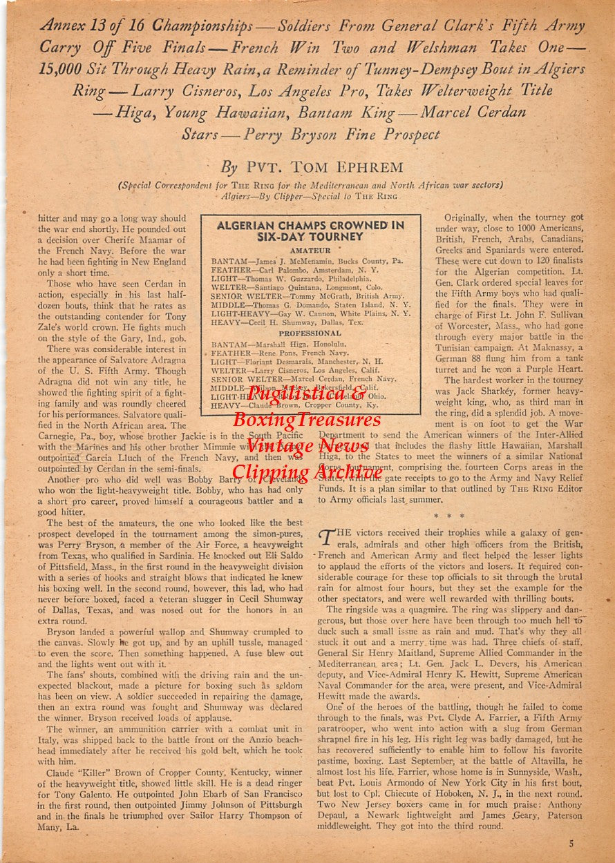 Boxing News Clipping #2489 - WWII Military Boxing: Scenes at Allied Boxing Title Bouts in Algiers