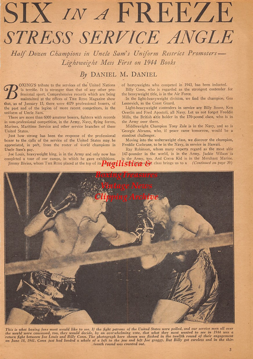 Boxing News Clipping #2476 - Joe Louis vs. Billy Conn, James Braddock