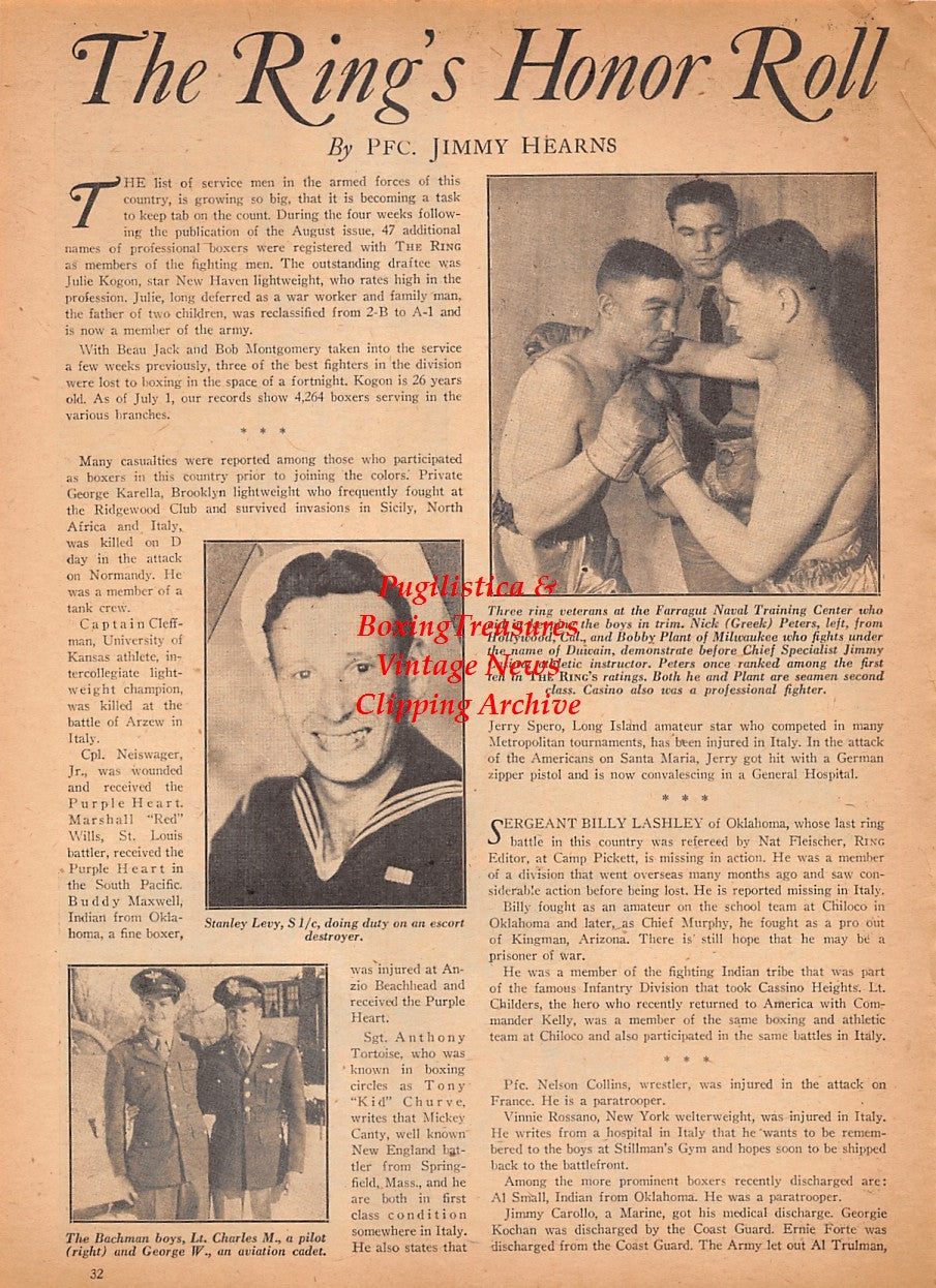 Boxing News Clipping #2549 - Stanley Levy, Charles and George Bachman, Nick Peters, Bobby Plant, Jimmy Casino, Pete Gherandini, Azad Aslanian, Tommy Yarosz, Lyman O. Anderson