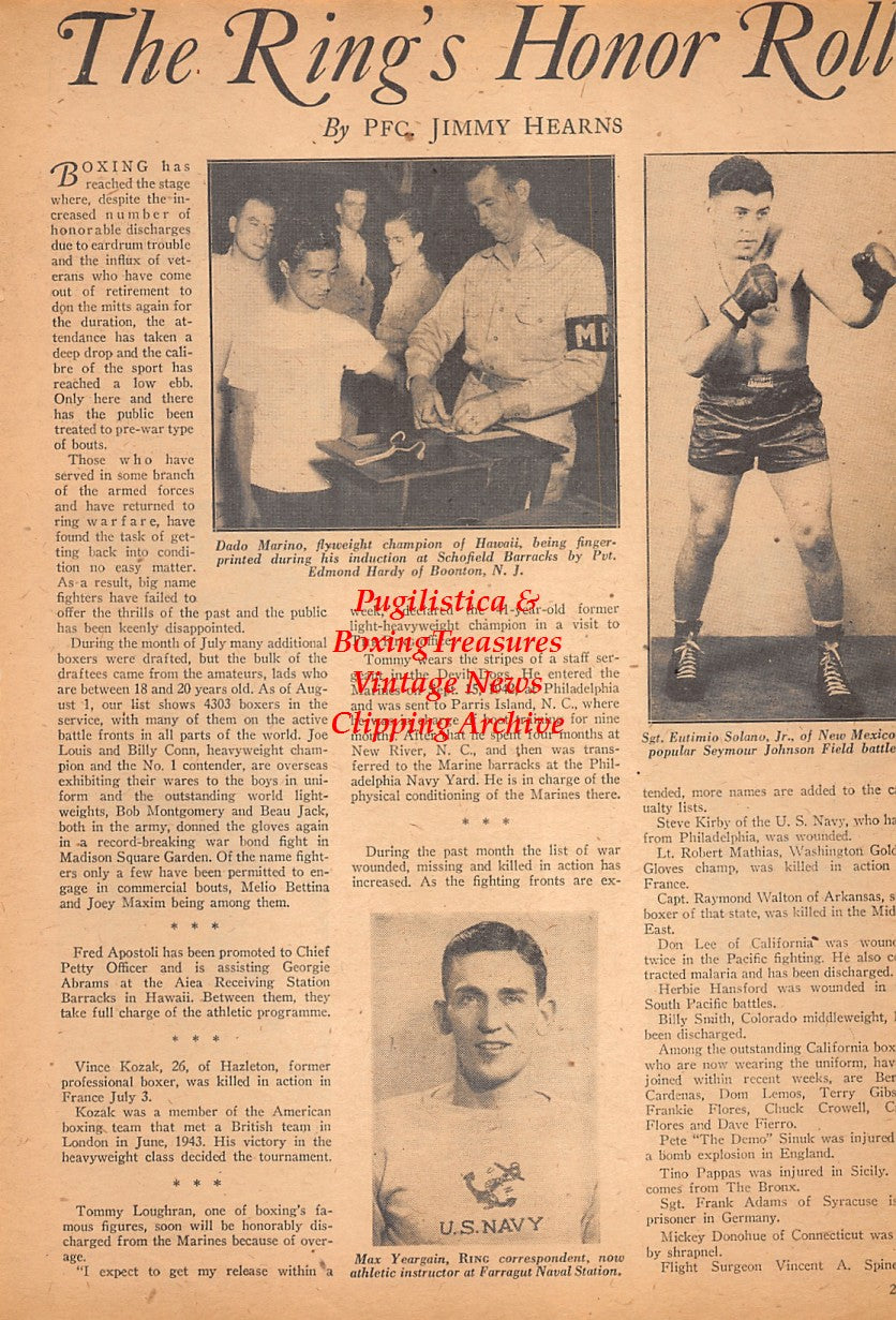 Boxing News Clipping #2561 - Dado Marino, Edmond Hardy, Eutimio Solano Jr., Max Yeargain, Murray Todres, Gus Seeley, Charley Roughhouse Grant, Carlos Chavez