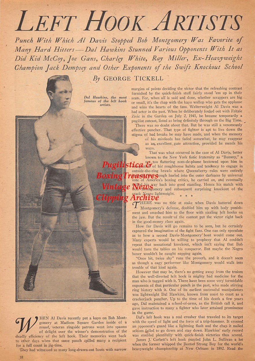Boxing News Clipping #2532 - Dal Hawkins, Frank Hammer, George Engler, Sammy Nagel vs. Walter Scott, WWII Military Boxing