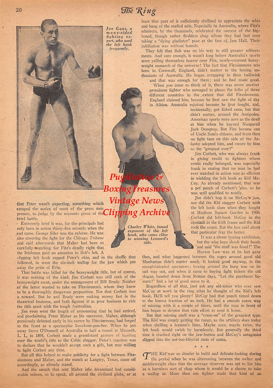 Boxing News Clipping #2533 - Joe Gans, Charley White, Jack Dempsey